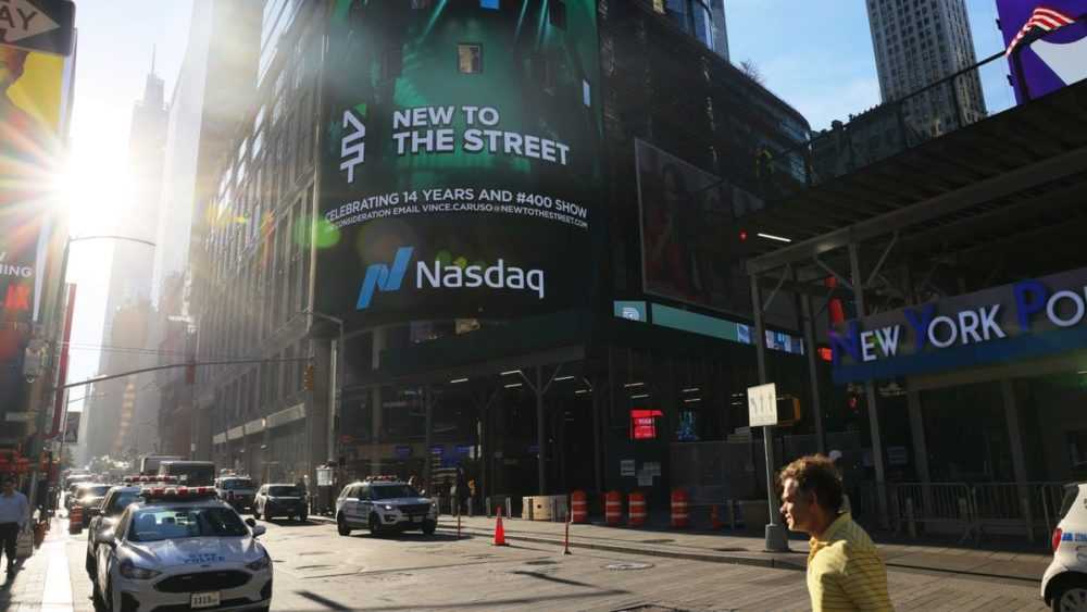 The exterior of the Nasdaq MarketSite in New York City.