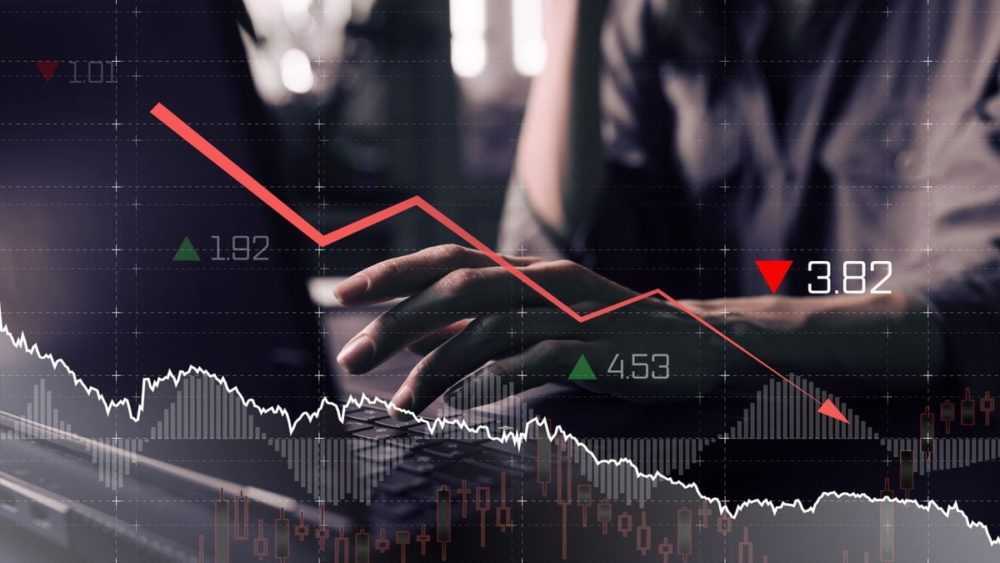 A photo of a declining stock price.