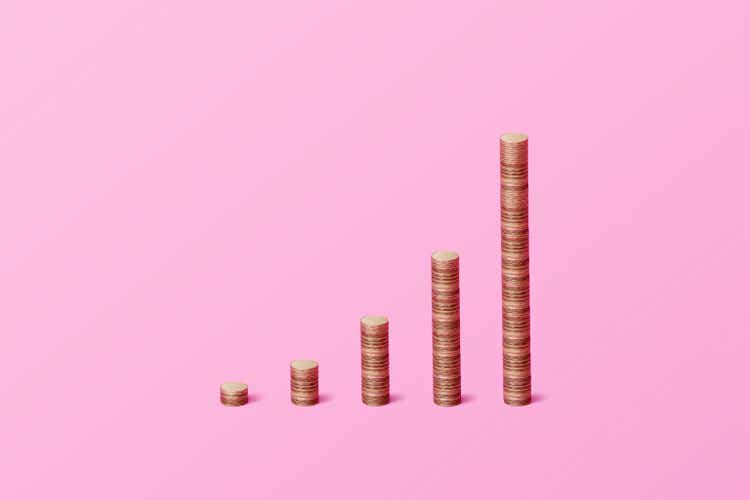economic growth chart made of gold coins