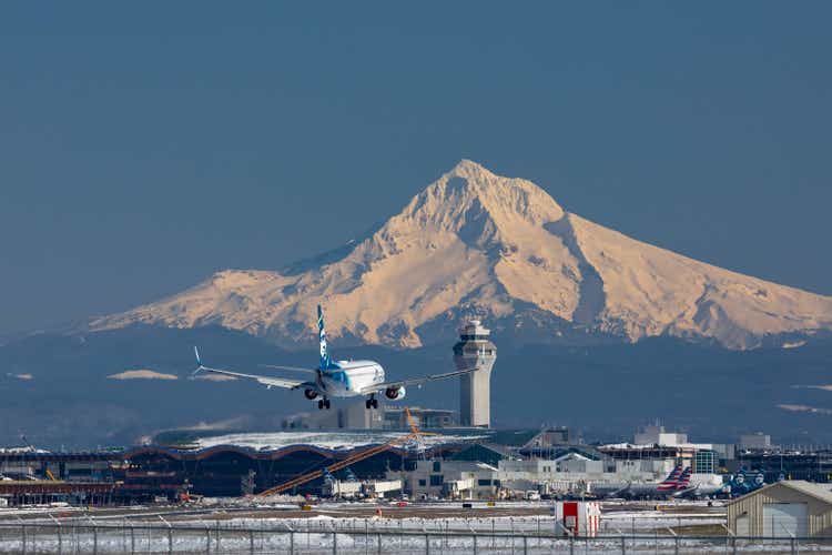 Alaska Airlines Mt Hood Portland Oregon.