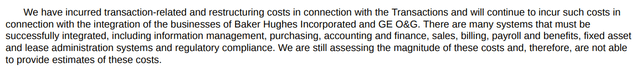 Baker Hughes restructuring costs
