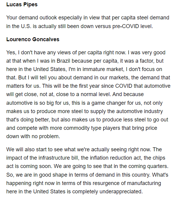 CLF - Earnings Call Transcript (Q2-2023)