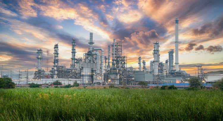 Oil and Gas Industrial zone,The equipment of oil refining,Close-up of industrial pipelines of an oil-refinery plant,Detail of oil pipeline with valves in large oil refinery.