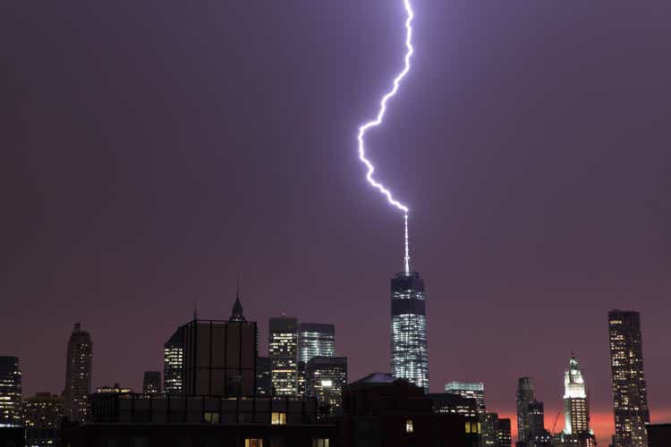Lightning strikes the World Trade Center NYC