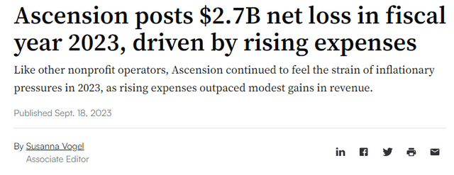 Ascension posts net loss