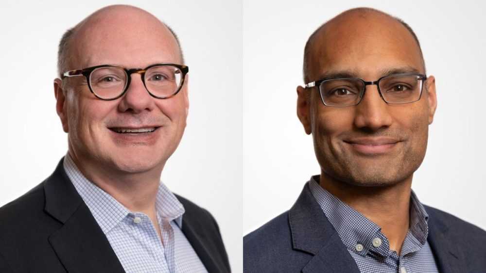 A composite photo of Paul Yaworsky and Rahul Ballal, Mediar Therapeutics' chief scientific officer and chief executive officer respectively.