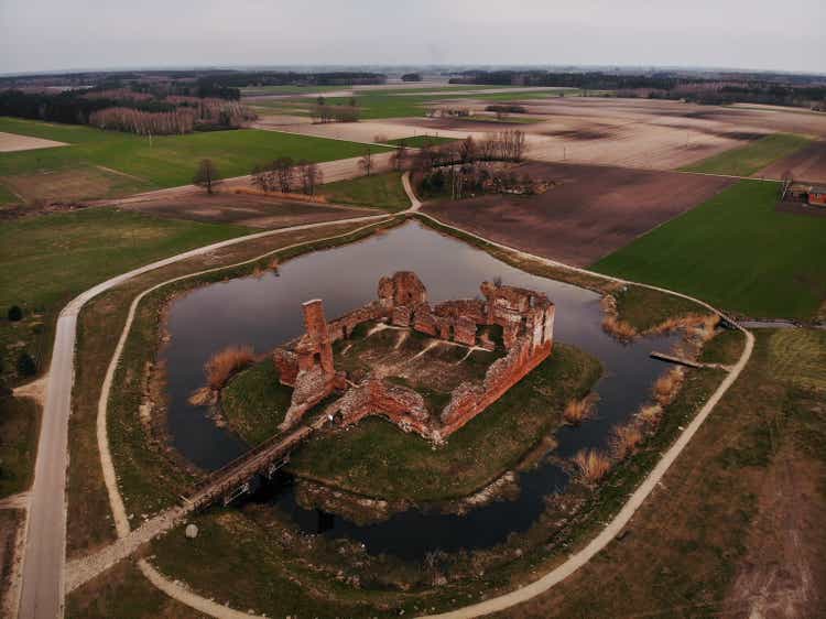 Beautiful old castle ruins with moat