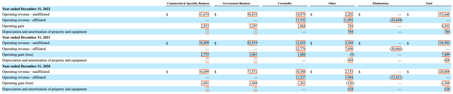 Screenshot from the 10-K showing the segment reporting