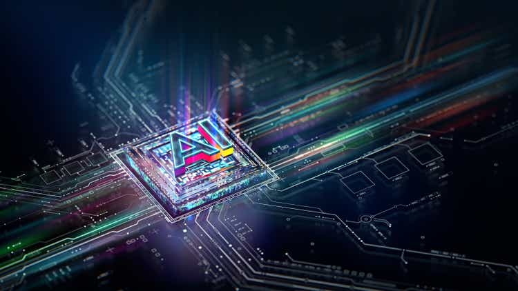 Процессор искусственного интеллекта.  Мощный компонент Quantum AI на материнской плате с возможностью передачи данных.