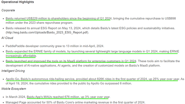 Baidu Q1 2024 Earnings Report