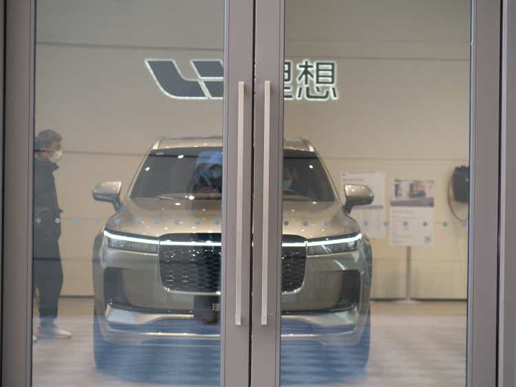 Shanghai, China - Dec 28, 2021: Li Auto store in the downtown